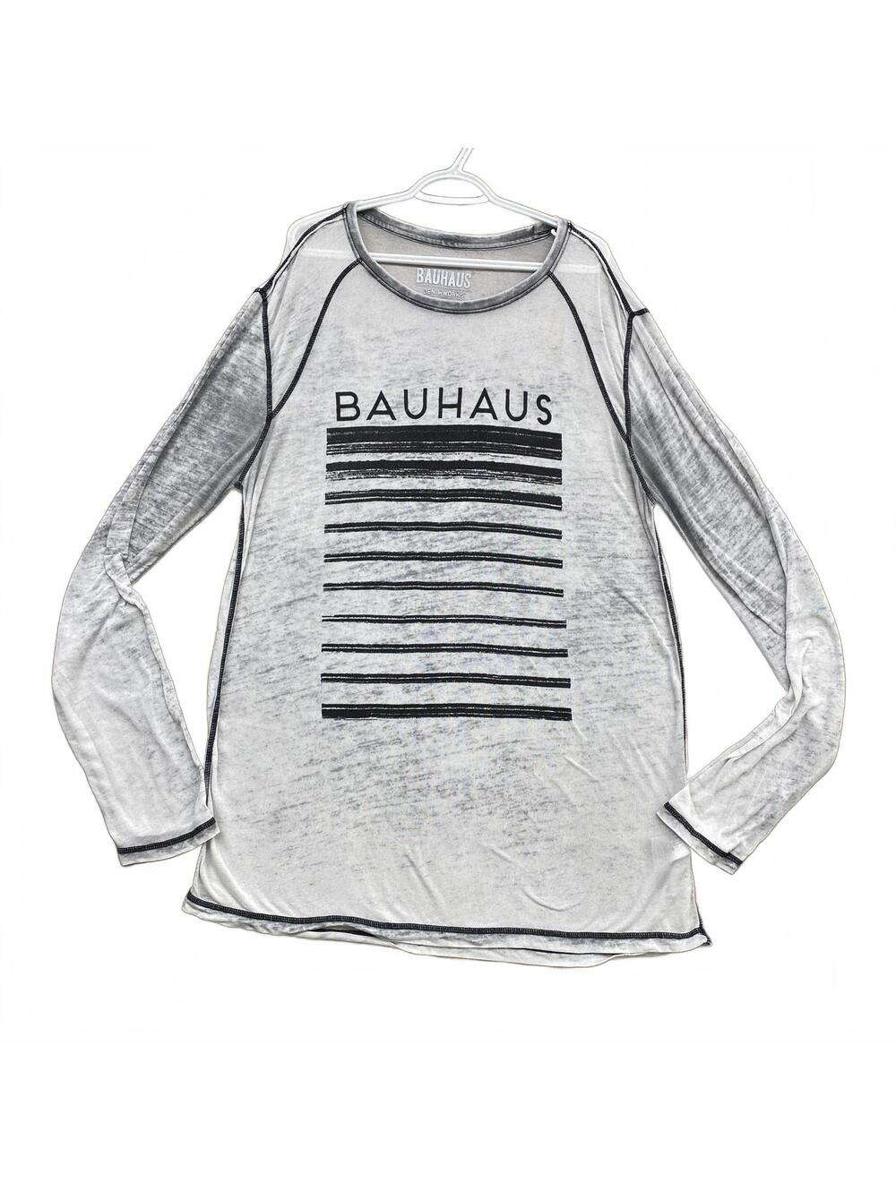 Bauhaus Denimworks Men's XL Long Sleeve Burnout Tee Gray Graphic EST 2006 Rare